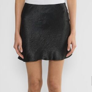Babaton Black Slip Satin Mini Skirt